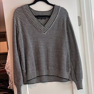House of Harlow 1960 Black and White Striped V-Neck Sweater